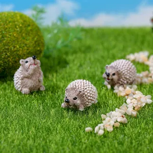 Mini Resin Hedgehog And Mushroom Figurines Micro Landscape Gardening Ornaments Cute Animal Statues Desktop Decor