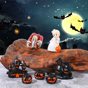 Halloween micro landscape resin ornaments ghost pumpkin castle DIY party decor props