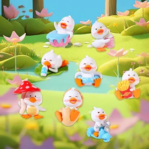 Miniature Cute Duck Figurine Set Resin Cartoon Animal Desktop Ornament Micro Landscape DIY Gardening Decoration