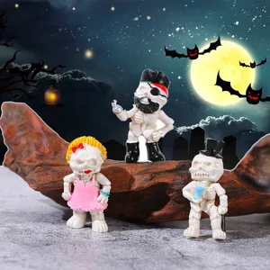 Mini statuette scheletro Halloween, decorazioni da scrivania in resina per feste spaventose.
