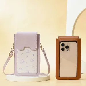 Borsa per Cellulare Touch Screen con Motivo a Orsetto Mini Borsa a Tracolla da Donna Dolce Custodia in PVC Stampato
