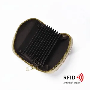 Vintage style RFID blocking accordion card holder with multiple credit card slots