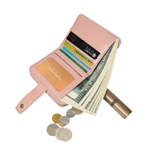 Damen Kurze PU-Leder Geldbörse Einfarbig Mehrere Kartenfächer Reißverschluss Münzfach Minimalistische Urbane Damen Clutch