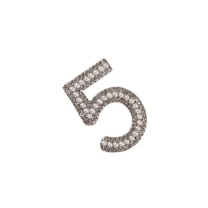 Number 5 Pearl Rhinestone Brooch Elegant Alloy Pin for Women Suit Sweater Bag Accessories