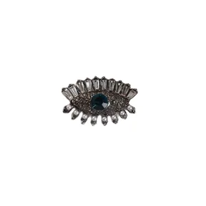 Spilla vintage a forma di occhio in cristallo, elegante accessorio per maglione e abito.