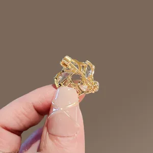 Exquisite gold LV letter crystal brooch pin, elegant anti-glare collar accessory for women.