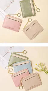 Kleine multifunktionale PU-Leder-Kartenbrieftaschen für Damen mit goldenen Ketten
