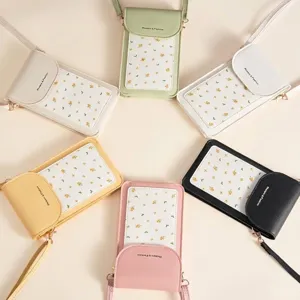 Stylish mini crossbody cell phone bags for women with elegant floral print in six colors