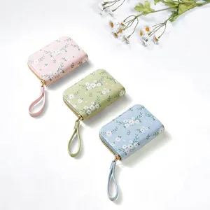 Frische Damen Akkordeon Kartenbrieftasche mit Gänseblümchen-Print und Handschlaufe