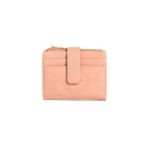 Eleganter rosa gesteppter schmaler Kartenhalter für Damen mit Reißverschluss und Fächern