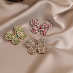 Alloy Rhinestone Butterfly Brooch Pin Elegant Crystal Insect Badge Clothing Hat Bag Decorative Accessories