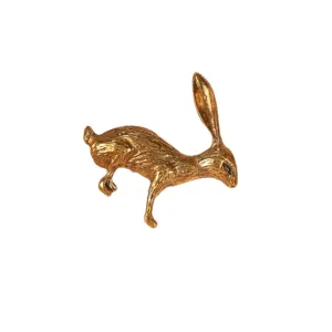 Rond de serviette lapin sautant dore vintage et broche animal mignon pour mode.