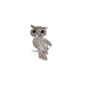 Sparkling rhinestone owl brooch, elegant crystal alloy pin for clothing accessories gifts.