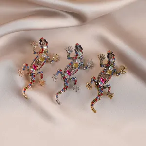 Prachtige Legering Strass Gekko Brooch Dier Kristal Reversspeld Mode Vintage Pak Sieraden Accessoires Voor Vrouwen