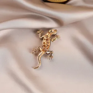 Prachtige goudkleurige gecko broche speld modieus dier sieraden accessoire charmant voor dames