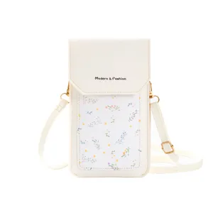 Sac élégant pour téléphone tactile blanc cassé avec un délicat motif floral