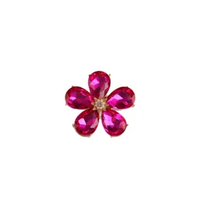 Vintage pink crystal flower brooch pin for women elegant sweater coat jewelry accessory