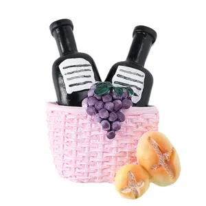 Creative DIY resin patch featuring miniature wine basket and bread for phone case decor