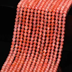 Perles Rondes en Agate Naturelle NanHong Rouge Cerise Grade Pierres pour Création de Bijoux DIY Accessoires Bracelet Collier