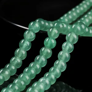 Natural green strawberry quartz beads 8mm round loose gemstones for DIY jewelry making.