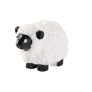 Cute resin sheep miniature figurine for micro landscape succulent gardening decoration.