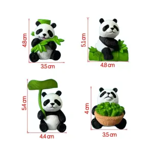 Cute panda PVC figurine with bamboo, ideal for succulent pots and miniature gardens.