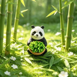 Detailed view of the cute cartoon panda PVC figurine, perfect for micro landscape and DIY decor.