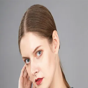 Elegant female model portrait for high-end fashion brooch accessories in clean studio
