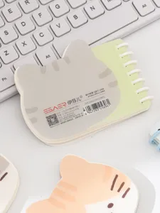 Cuaderno de espiral de bolsillo con forma de gato de dibujos animados papelería de estudiante