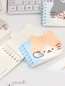 Cuaderno de espiral de bolsillo gato carton bonito bloque de notas portátil papelería