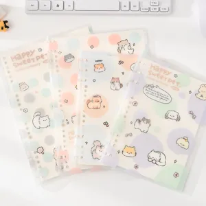 Carnet à anneaux B5 esthétique mignon avec points pastel et motif de couverture de chat mignon.