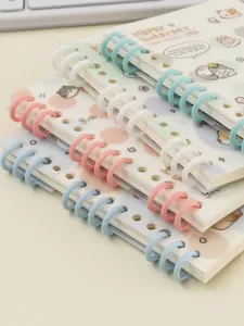 Cute pastel spiral notebook set, aesthetic portable pocket dot journal for daily student notes.