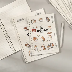 A5 spiral loose-leaf notebook featuring cute cartoon dog and cat designs with lined paper