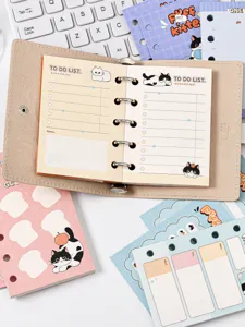 Cute cat loose leaf notebook refill set, todo list memo pad stationery for student planning.