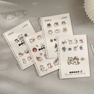Collection of cute puppy and cat cartoon loose-leaf notebooks for school stationery