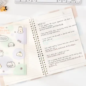 Vue détaillée d'un carnet à anneaux B5 mignon avec des citations anglaises et de jolis autocollants.