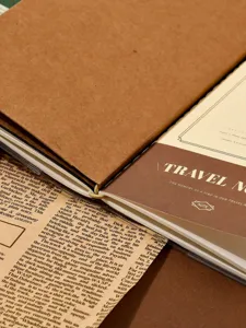 Travel journal detail notebook vintage leather cover portable diary planner aesthetic stationery
