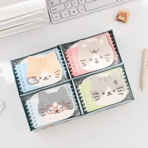 Conjunto de mini cuadernos en espiral con forma de gato lindo libretas portátiles regalos estudiante.