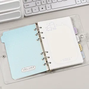 Carnet A5 à anneaux minimaliste avec design de chat mignon et couverture transparente