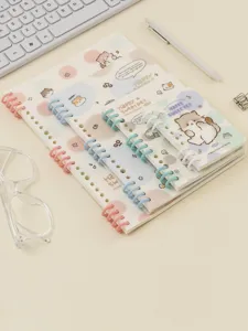 Cute cat themed coil notebook set portable student stationery pocket memo book for daily use