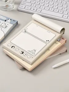 Blocco note B6 strappabile con adorabile illustrazione di gatto, ideale per appunti di studio.