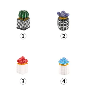 Miniatura planta en maceta casa de muñecas suculenta micro paisaje resina decoración set 4 pz.
