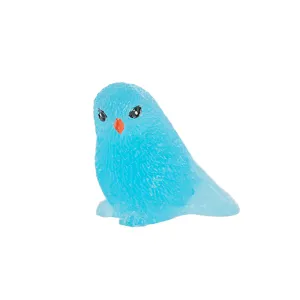 Cute luminous blue bird figurine miniature resin ornament for micro landscape desktop decor.