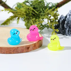 Luminous cute little snake resin mini figurine for micro landscape DIY decorative accessories