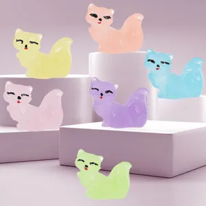 Mini Luminous Cute Fox Figurine Resin Micro Landscape Ornament Glow In The Dark DIY Craft Desktop Decor