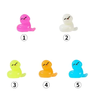 Mini luminous cute snake resin figurines DIY micro landscape accessories small ornaments 5pcs