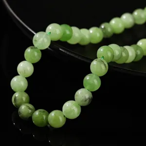 Natural green prehnite-colored chalcedony round beads for DIY jewelry making jewelry