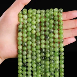 Strands of natural grape green chalcedony round beads for DIY jewelry making accessories