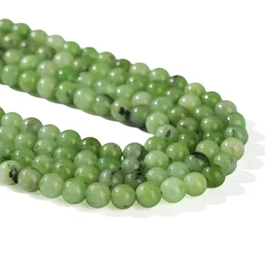 High quality natural green chalcedony round beads for DIY jewelry making accessories