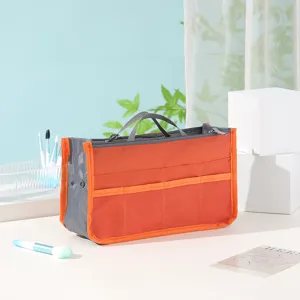 Vielseitiger Kosmetik-Organizer mit Doppellaußentasche tragbare Make-up-Aufbewahrungstasche